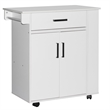 Better Home Products Shelby Rolling Kitchen Cart with Storage Cabinet - White