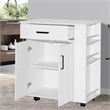 Better Home Products Shelby Rolling Kitchen Cart with Storage Cabinet - White