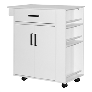 better home products shelby rolling kitchen cart with storage cabinet - white