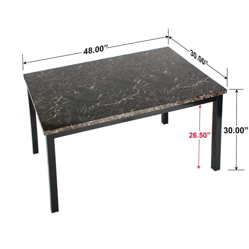 Better Home Products Milan Faux Marble Top Black Metal Dining Table
