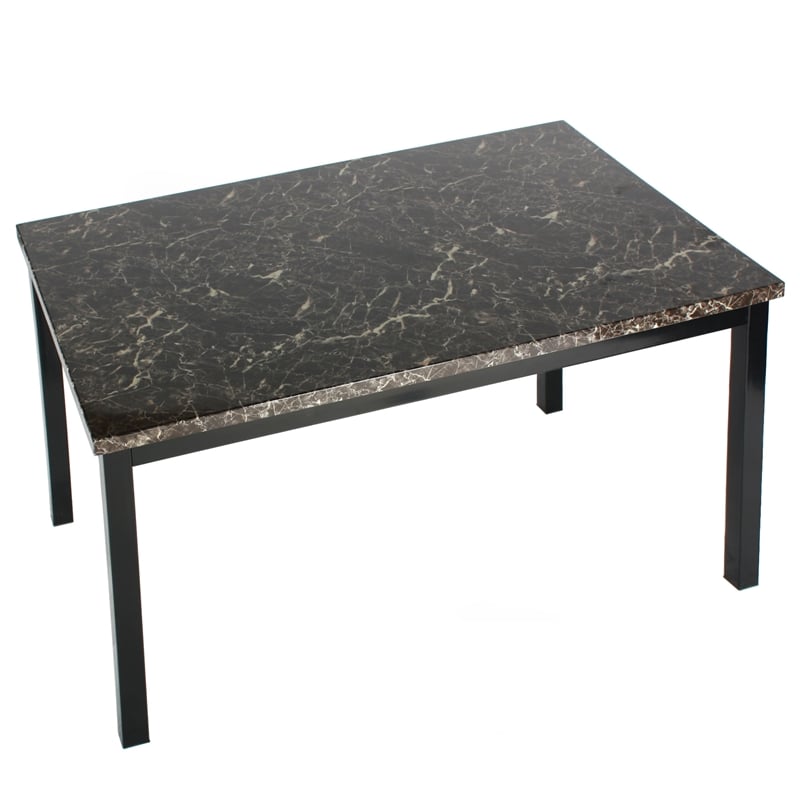 Better Home Products Milan Faux Marble Top Black Metal Dining Table