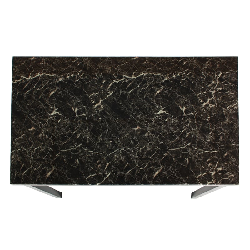 Better Home Products Milan Faux Marble Top Black Metal Dining Table