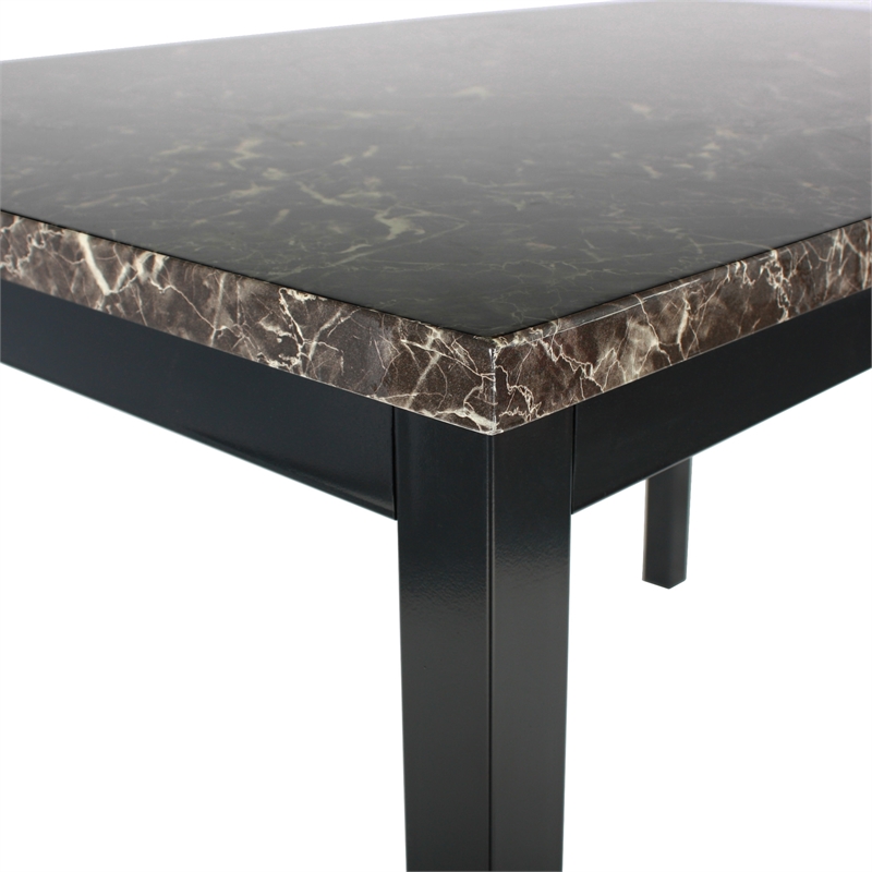 Better Home Products Milan Faux Marble Top Black Metal Dining Table