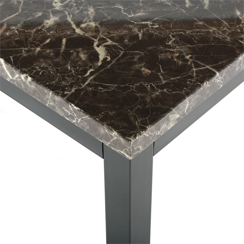 Better Home Products Milan Faux Marble Top Black Metal Dining Table
