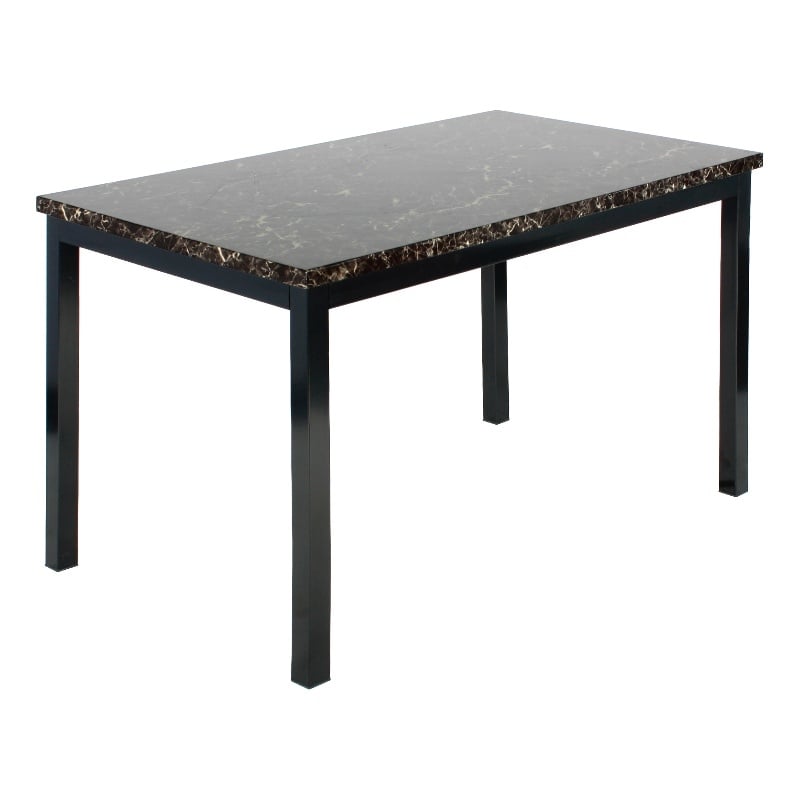 Better Home Products Milan Faux Marble Top Black Metal Dining Table