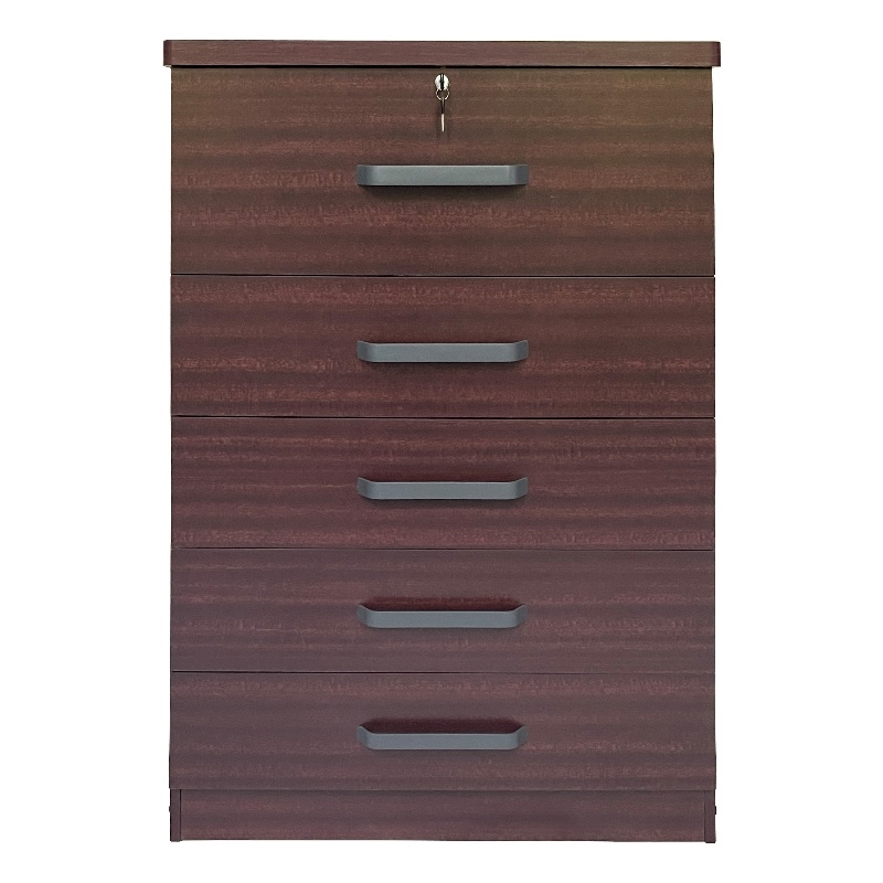 Better Home Products Xia 5 Drawer Chest of Drawers in Mahogany