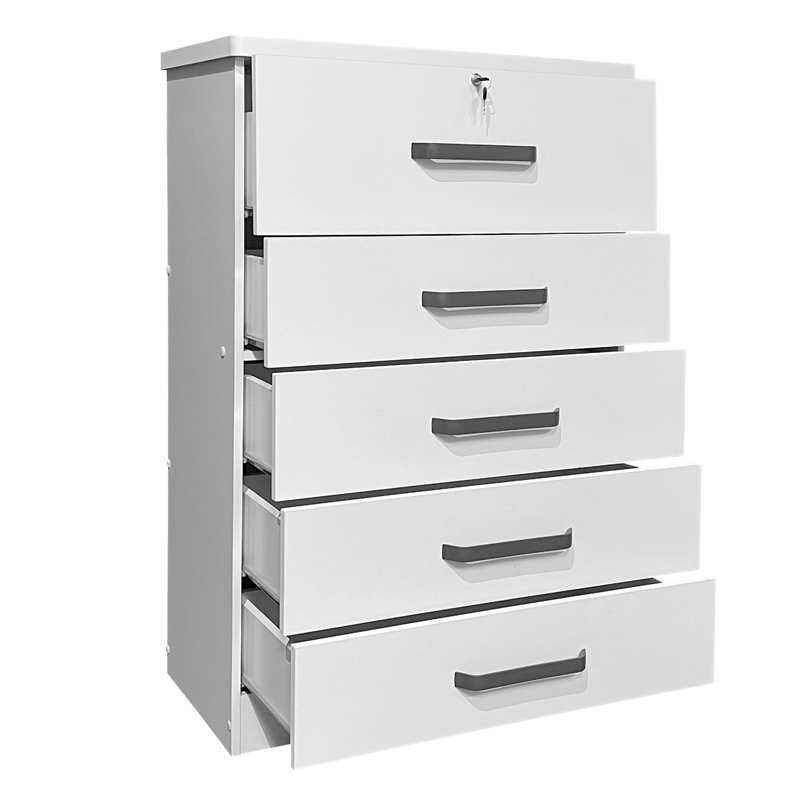 Better Home Products Xia 5 Drawer Chest of Drawers in White