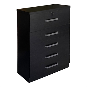 better home products xia 5 drawer chest of drawers in black silver