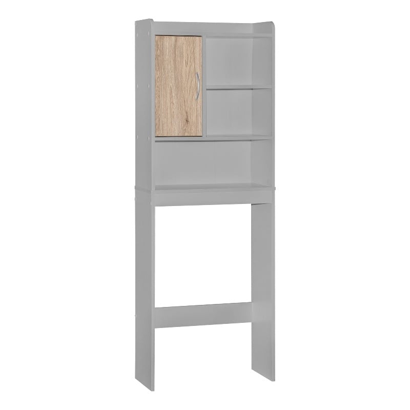 Better Home Products Ace Over the Toilet Storage Cabinet in Light Gray & Oak