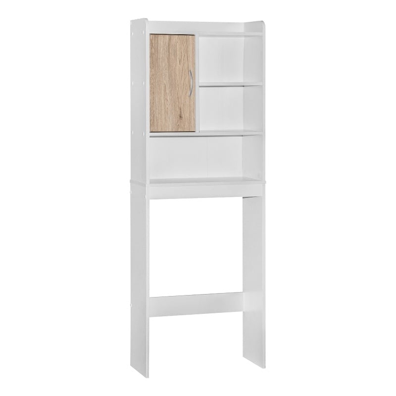 Better Home Products Ace Over the Toilet Storage Cabinet in White & Natural Oak