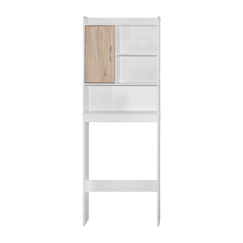 Better Home Products Ace Over the Toilet Storage Cabinet in White & Natural Oak