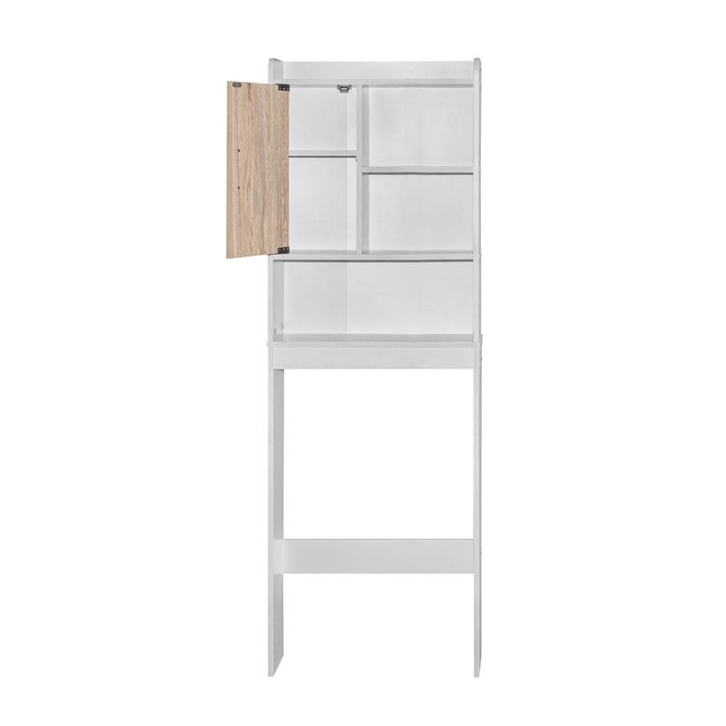 Better Home Products Ace Over the Toilet Storage Cabinet in White & Natural Oak