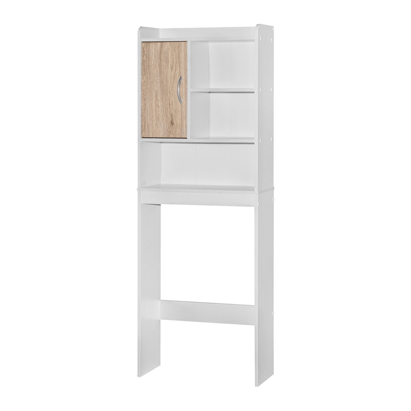 Better Home Products Ace Over the Toilet Storage Cabinet in White & Natural Oak