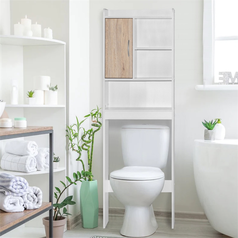 Better Home Products Ace Over the Toilet Storage Cabinet in White & Natural Oak