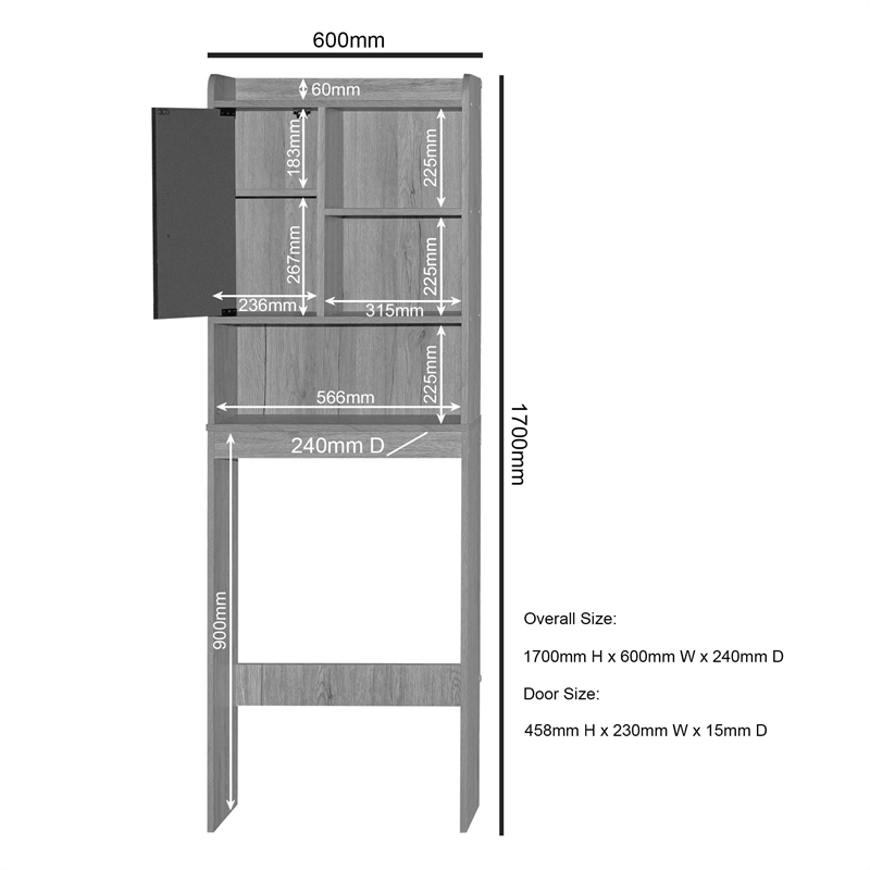 Better Home Products Ace Over the Toilet Storage Cabinet in White & Natural Oak