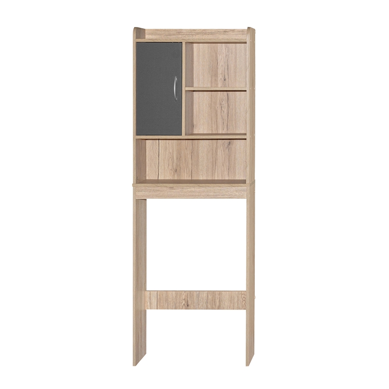 Better Home Products Ace Over the Toilet Storage Cabinet in Oak  & Dark Gray