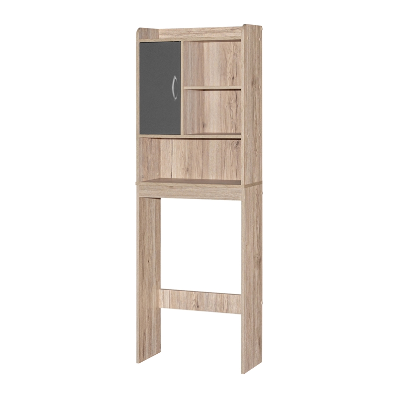 Better Home Products Ace Over the Toilet Storage Cabinet in Oak  & Dark Gray