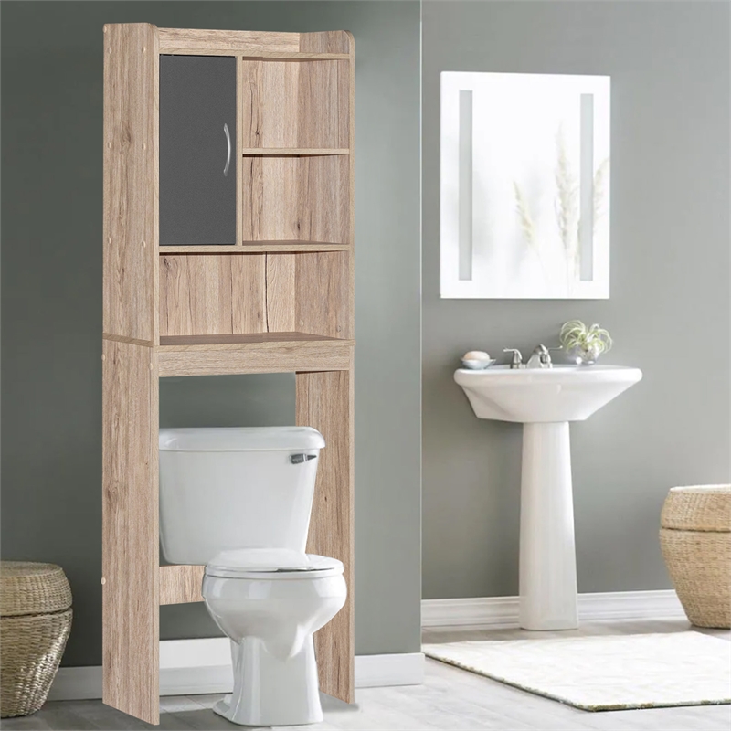 Better Home Products Ace Over the Toilet Storage Cabinet in Oak  & Dark Gray