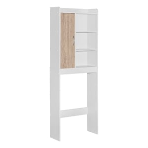 Better Home Products Ace Over the Toilet Storage Shelf in White & Natural Oak