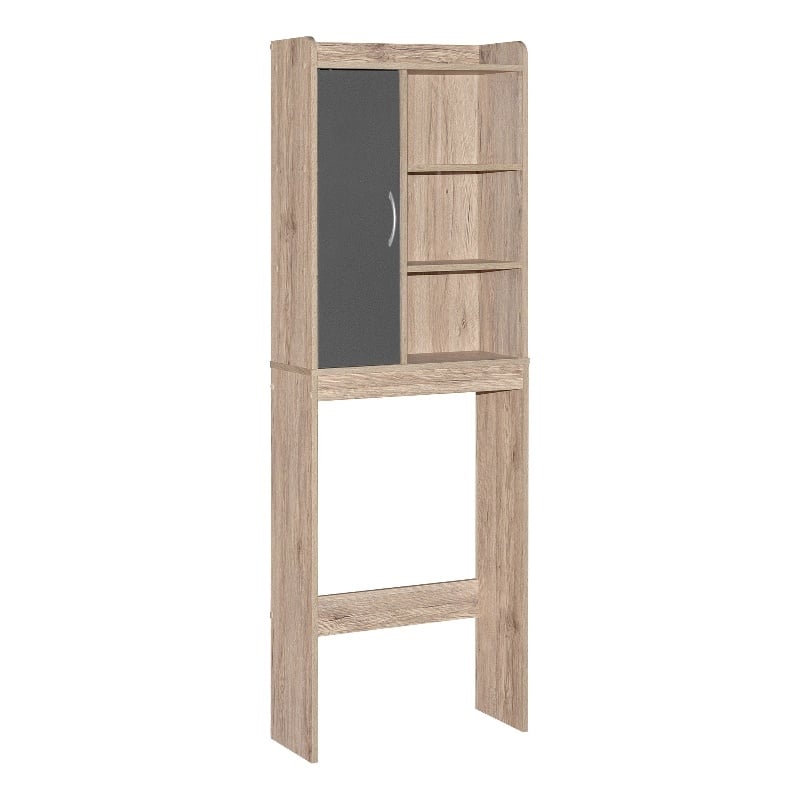 Better Home Products Ace Over the Toilet Storage Shelf in Oak & Dark Gray