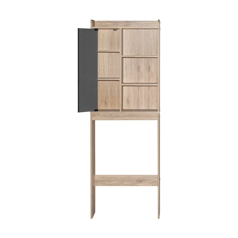 Better Home Products Ace Over the Toilet Storage Shelf in Oak & Dark Gray