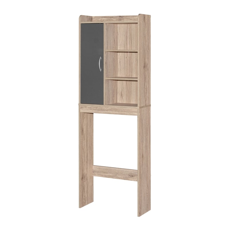Better Home Products Ace Over the Toilet Storage Shelf in Oak & Dark Gray
