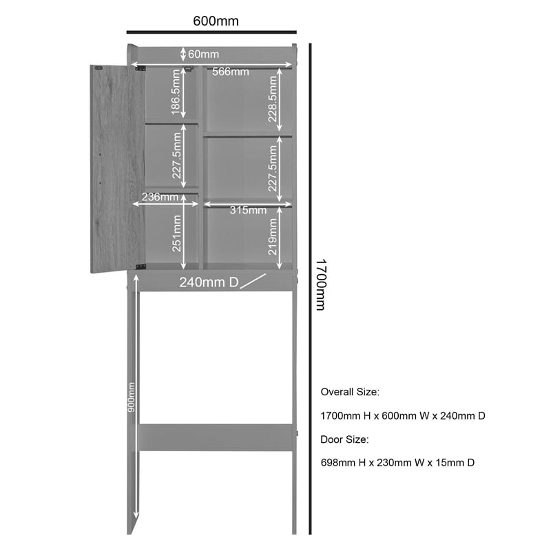 Better Home Products Ace Over the Toilet Storage Shelf in Oak & Dark Gray