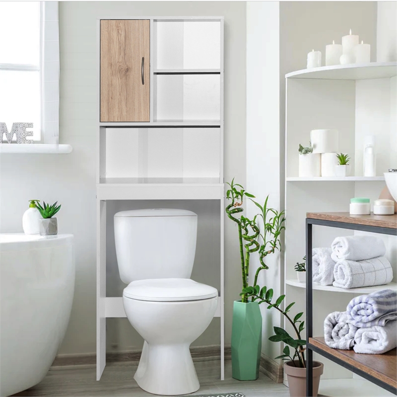 Better Home Products Ace Over the Toilet Storage Organizer in White & Oak