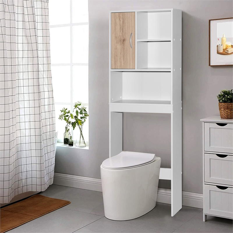 Better Home Products Ace Over the Toilet Storage Organizer in White & Oak