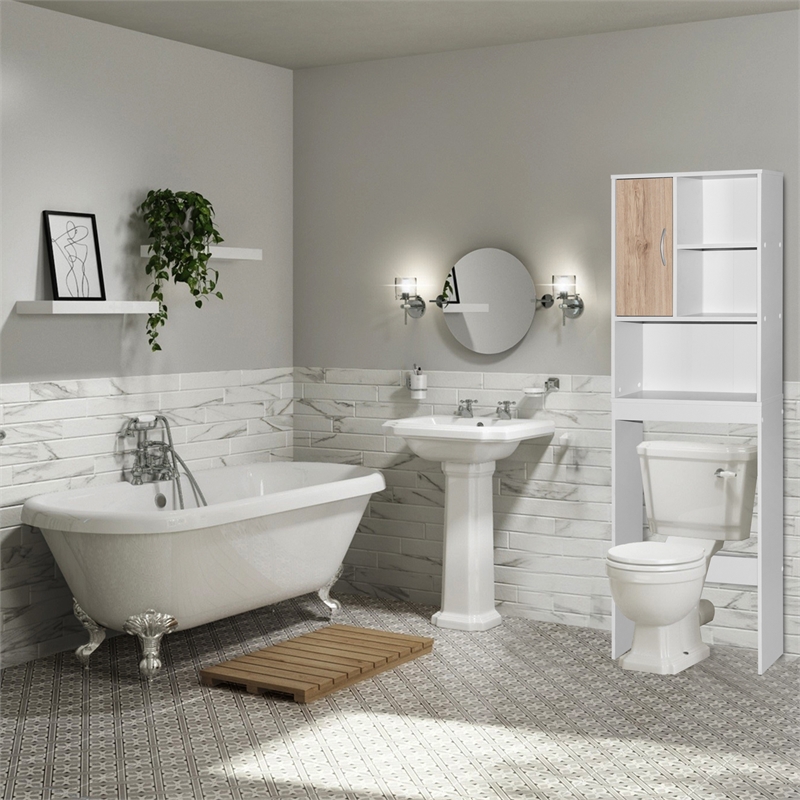 Better Home Products Ace Over the Toilet Storage Organizer in White & Oak