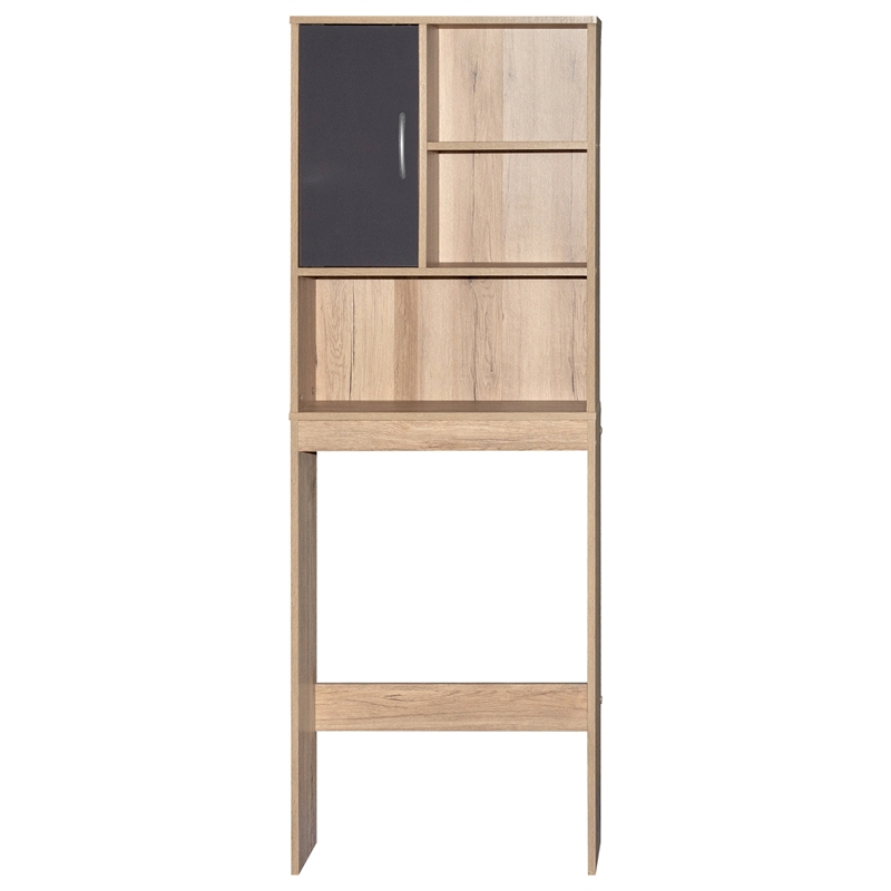 Better Home Products Ace Over the Toilet Storage Organizer in Oak & Dark Gray