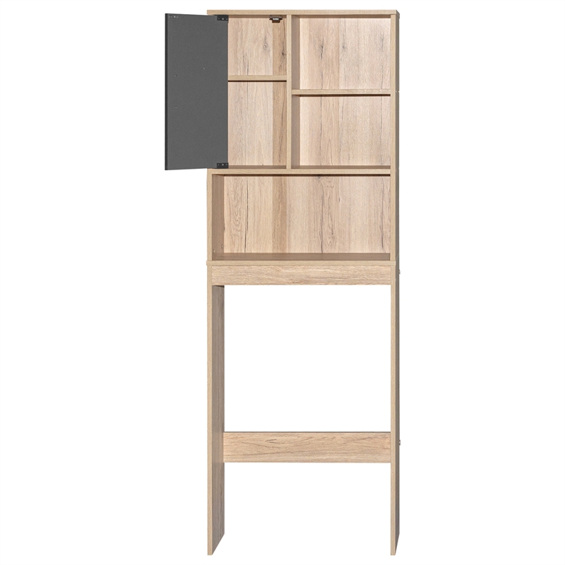 Better Home Products Ace Over the Toilet Storage Organizer in Oak & Dark Gray