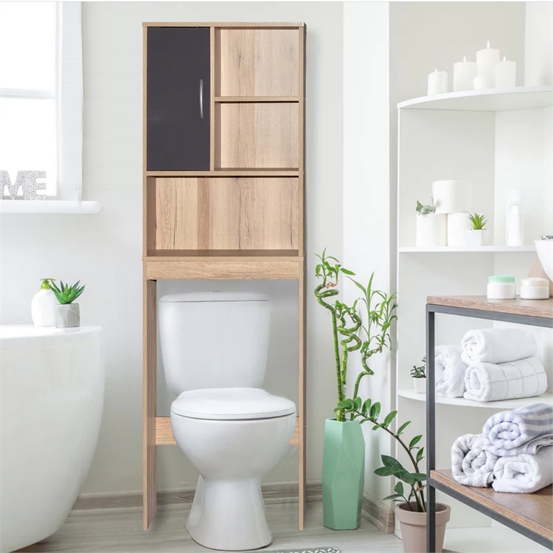 Better Home Products Ace Over the Toilet Storage Organizer in Oak & Dark Gray