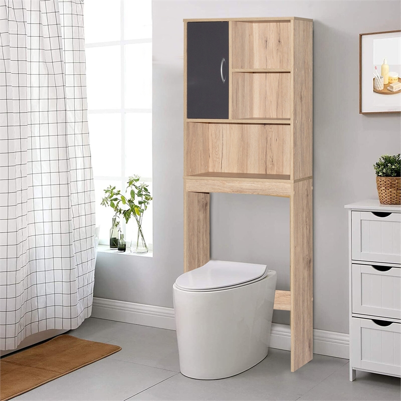 Better Home Products Ace Over the Toilet Storage Organizer in Oak & Dark Gray