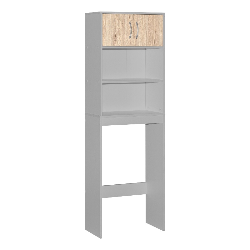 Better Home Products Ace Over the Toilet Storage Rack in Light Gray & Oak