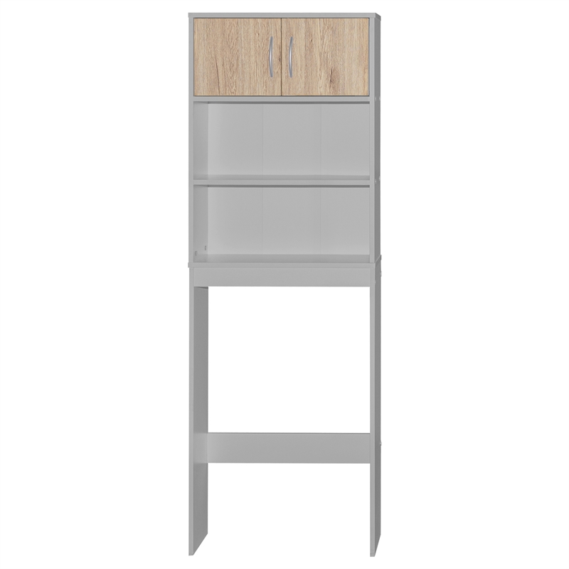 Better Home Products Ace Over the Toilet Storage Rack in Light Gray & Oak