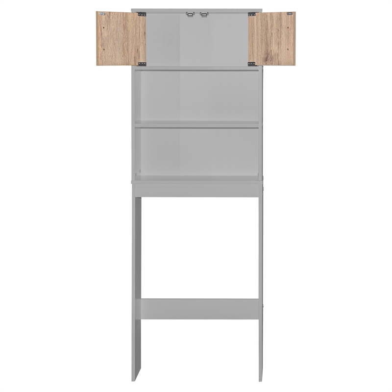 Better Home Products Ace Over the Toilet Storage Rack in Light Gray & Oak