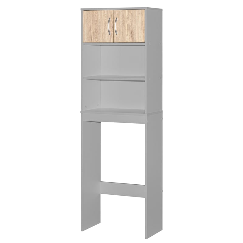 Better Home Products Ace Over the Toilet Storage Rack in Light Gray & Oak