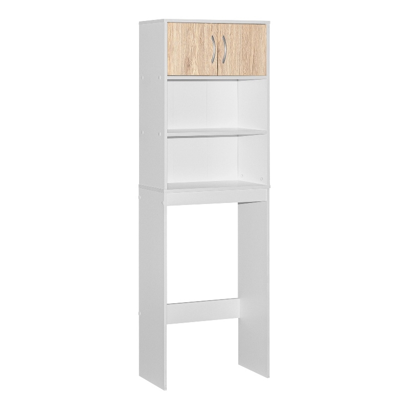 Better Home Products Ace Over the Toilet Storage Rack in White & Natural Oak