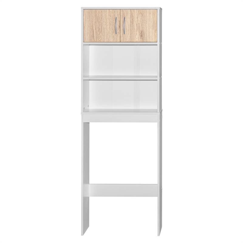 Better Home Products Ace Over the Toilet Storage Rack in White & Natural Oak