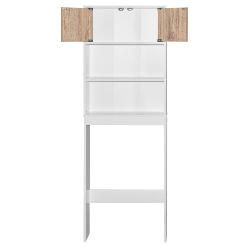 Better Home Products Ace Over the Toilet Storage Rack in White & Natural Oak