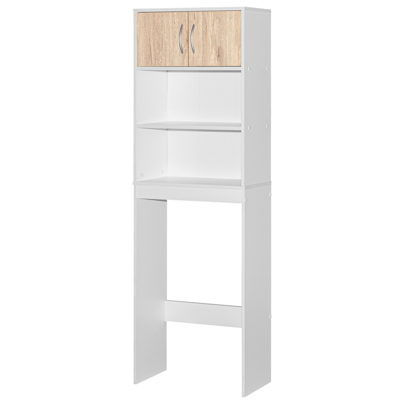 Better Home Products Ace Over the Toilet Storage Rack in White & Natural Oak