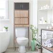 Better Home Products Ace Over the Toilet Storage Rack in Natural Oak & Dark Gray