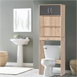 Better Home Products Ace Over the Toilet Storage Rack in Natural Oak & Dark Gray