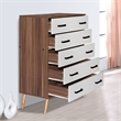 Better Home Products Eli Mid-Century Modern 5 Drawer Chest in Walnut & White