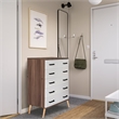 Better Home Products Eli Mid-Century Modern 5 Drawer Chest in Walnut & White