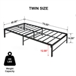 Better Home Products Lily Foldable Welded Black Metal Platform Bed Frame Twin