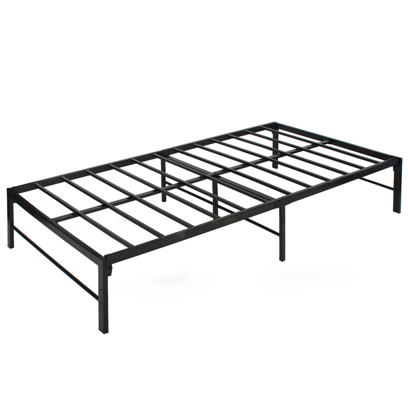 Better Home Products Lily Foldable Welded Black Metal Platform Bed Frame Twin