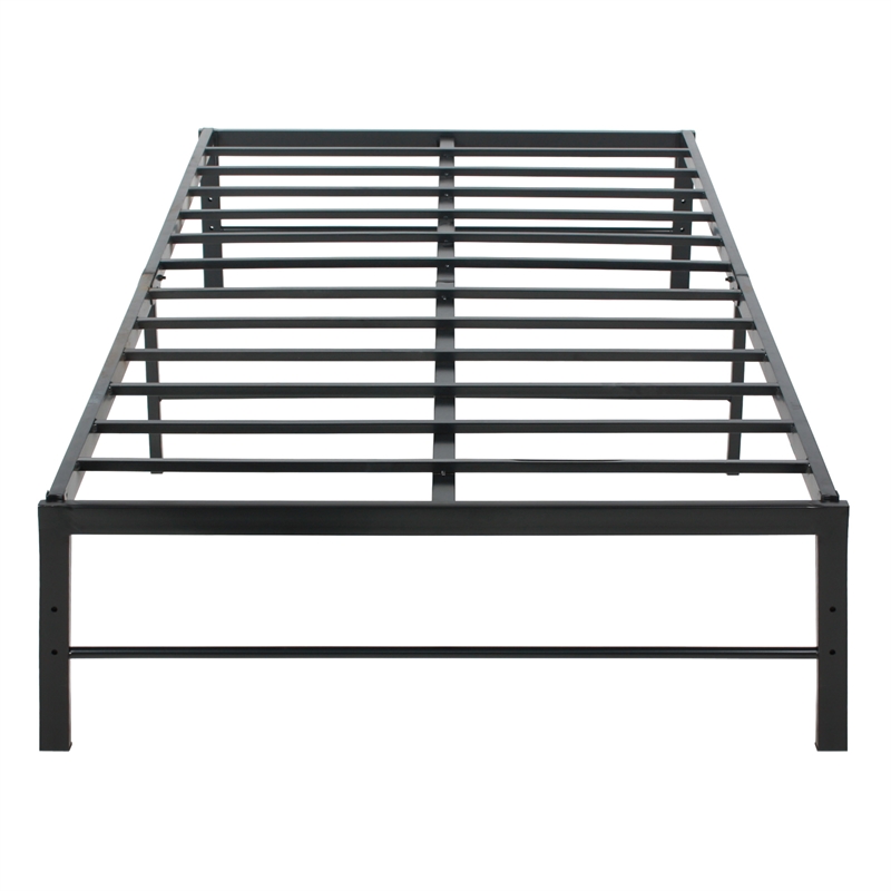 Better Home Products Lily Foldable Welded Black Metal Platform Bed Frame Twin