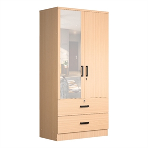 Better Home Products Grace Armoire Wardrobe with Mirror & Drawers Beech (Maple)